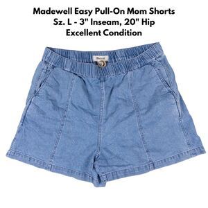 Madewell Denim Easy Pull On Jean Shorts Rathmore Wash Womens Large Elastic Waist
